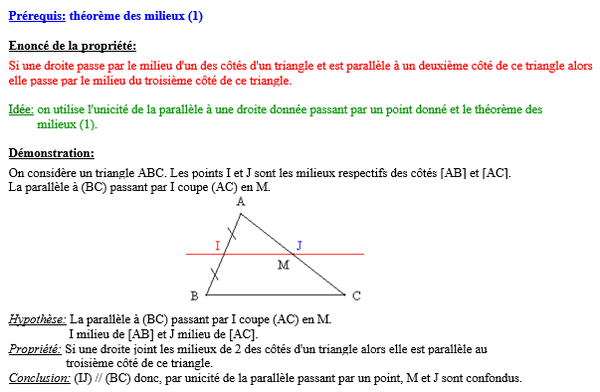 Démonstration : La droite des milieux dans un triangle (3)