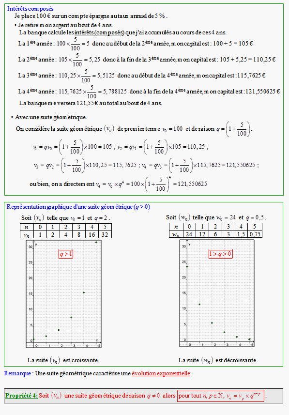 Cours sur les suites arithmétiques et géométriques - première ES - page 3