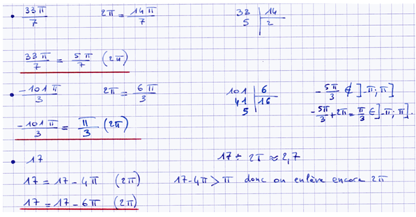 Corrigé exercice 1 sur les angles et la trigonométrie