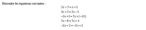 exercice sur Résoudre des équations simples