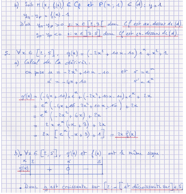 Corrigé exercice 9 sur la fonction exponentielle