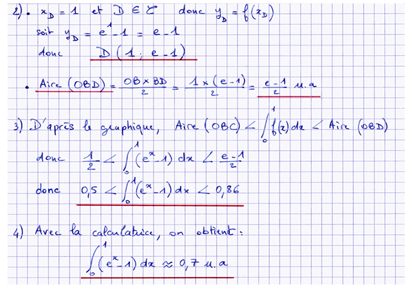 Corrigé exercice 2 sur les intégrales