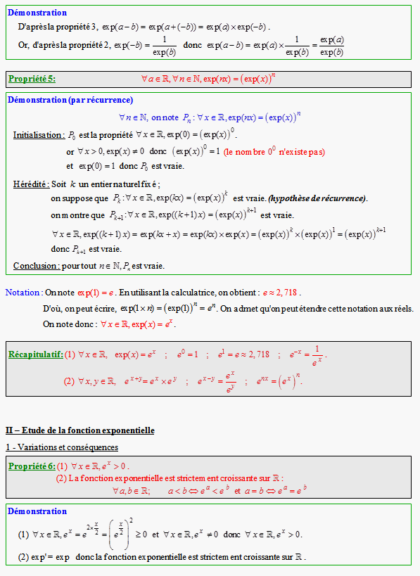 Cours sur la fonction exponentielle - terminale S - page 2