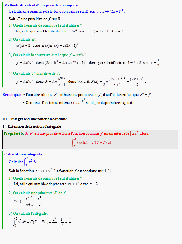 Cours sur les intégrales et les primitives - terminale S - page 5