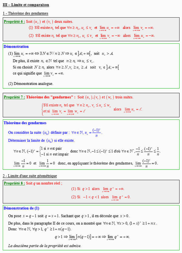 Maths terminale spécialité - Limites et comparaison de suites