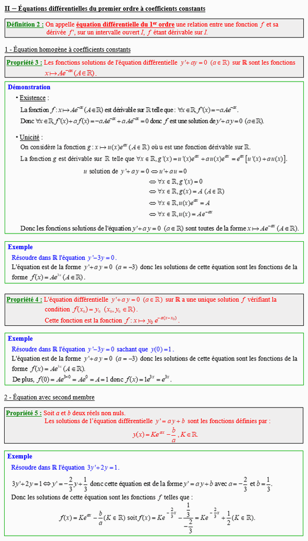 Maths terminale spécialité - Equation différentielle du premier ordre