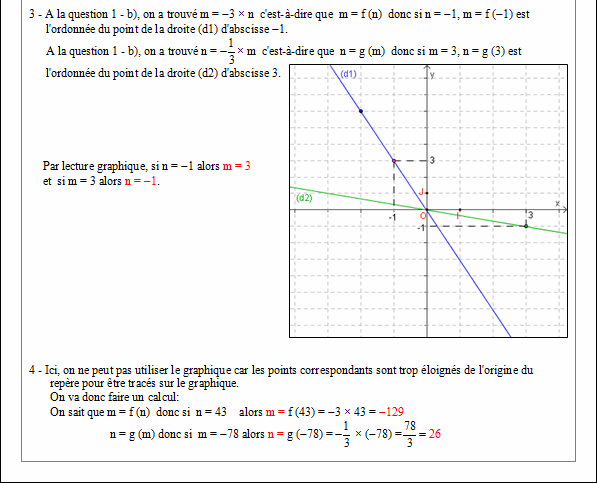 Corrigé exercice 1 sur la fonction linéaire