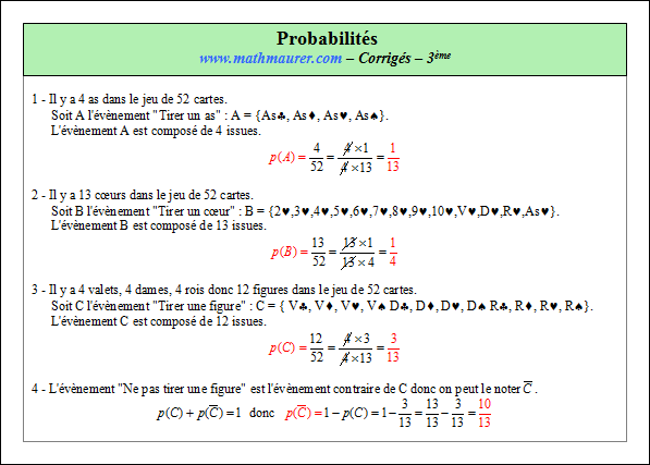 Corrigé exercice 4 sur les probabilités