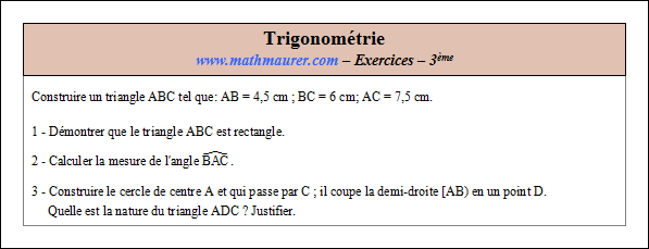 Exercice sur la trigonométrie