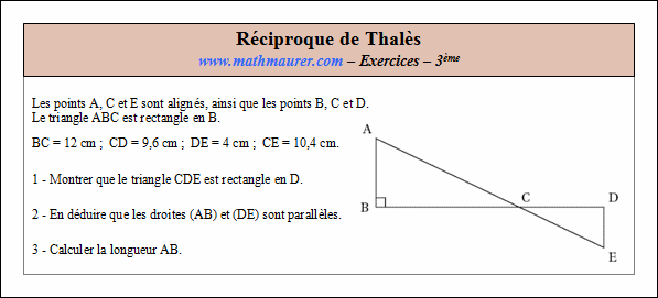 Exercice sur la réciproque de Thalès