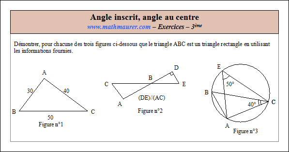 Exercice sur angle inscrit et angle au centre