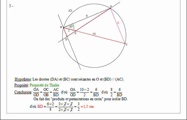 Corrigé exercice 3 bilans en géométrie