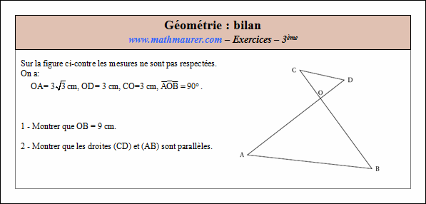 Exercice bilans en géométrie