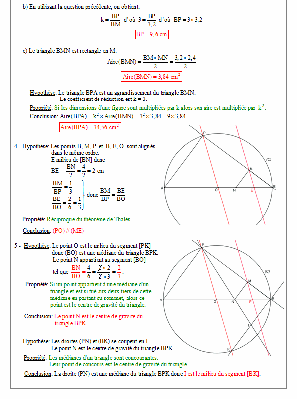Corrigé exercice 5 bilans en géométrie