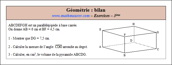 Exercice bilans en géométrie