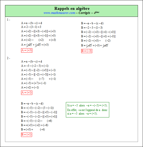 Corrigé exercice 6 sur rappels en algèbre