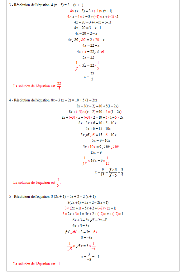 Corrigé exercice 6 sur les équations et la factorisation