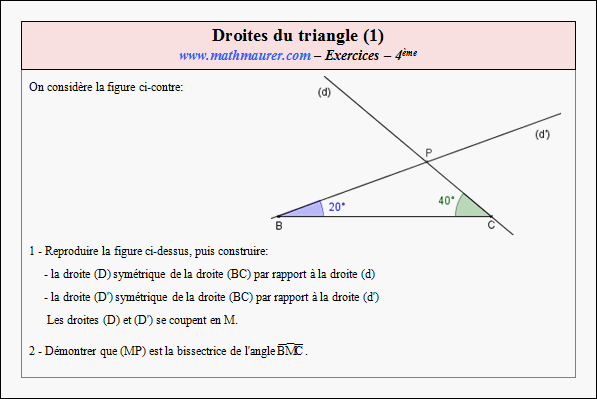 Exercice sur les droites remarquables du triangle