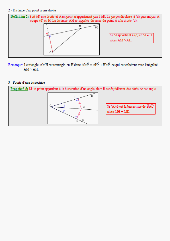 Cours sur le triangle rectangle et le cercle - quatrième- page 5
