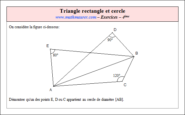 Exercice sur le triangle rectangle et le cercle