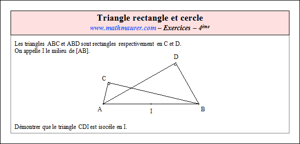 Exercice sur le triangle rectangle et le cercle