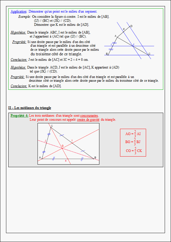Cours sur les droites remarquables du triangle - quatrième- page 3