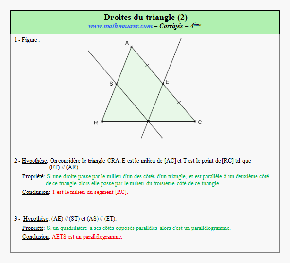 Corrigé exercice 3 sur les droites remarquables du triangle
