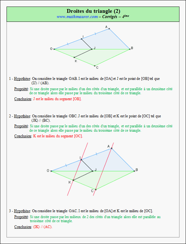 Corrigé exercice 4 sur les droites remarquables du triangle