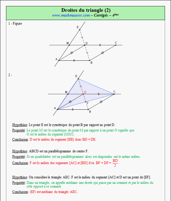 Corrigé exercice 9 sur les droites remarquables du triangle