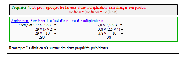 Cours sur les propriétés de l'addition et de la multiplication - cinquième - page 2