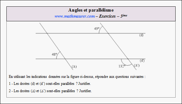 Exercice sur angles et parallélisme