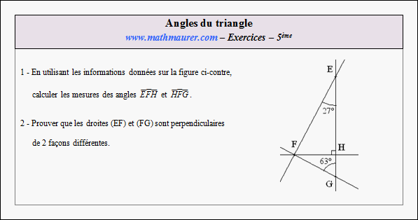 Exercice sur les angles du triangle
