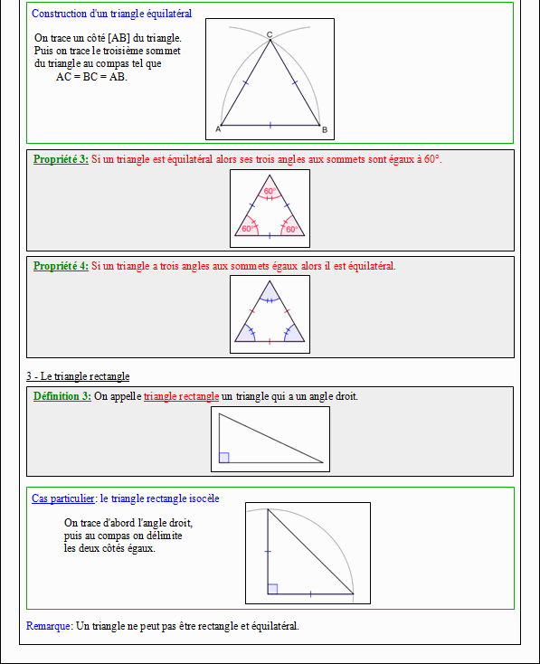Cours sur les triangles - sixième - page 2