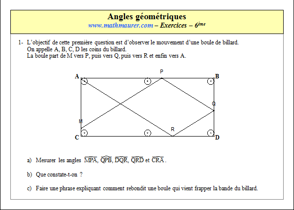 Exercice sur les angles géométriques