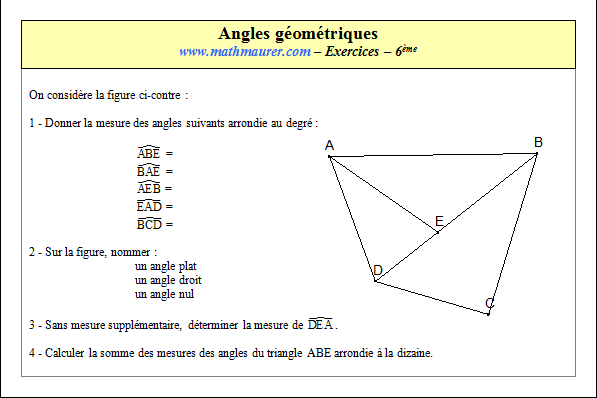 Exercice sur les angles géométriques