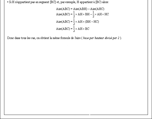 Démonstration de la formule de calcul de l'aire d'un triangle quelconque - page 2