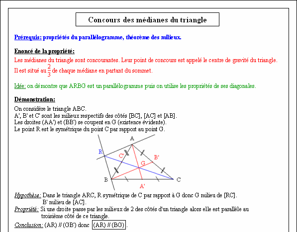 Démonstration de la propriété sur les médianes du triangle - page 1