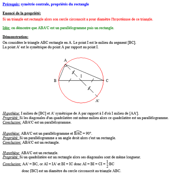 Démonstration : Triangle inscrit dans un demi cercle