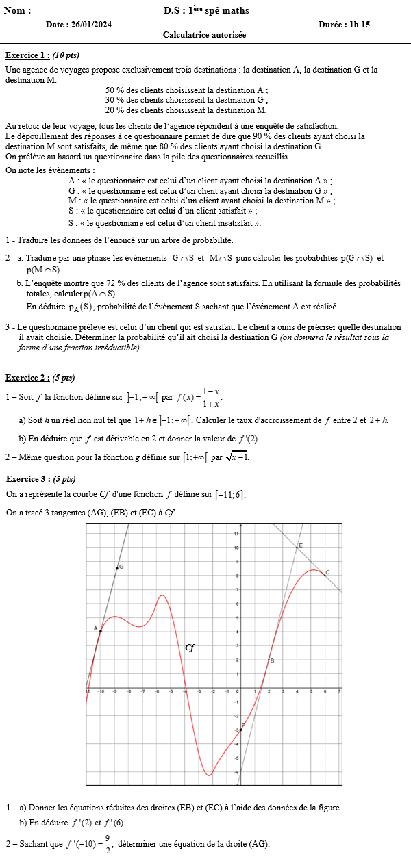 Probabilités et nombre dérivé