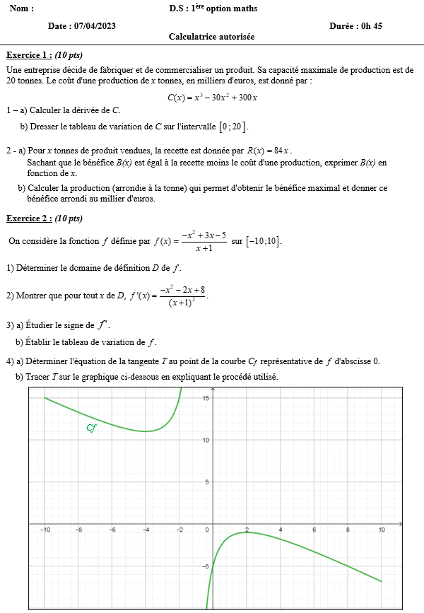 Dérivation polynômes et quotients