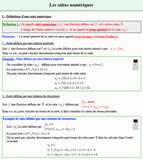 Option maths première - Suites numériques