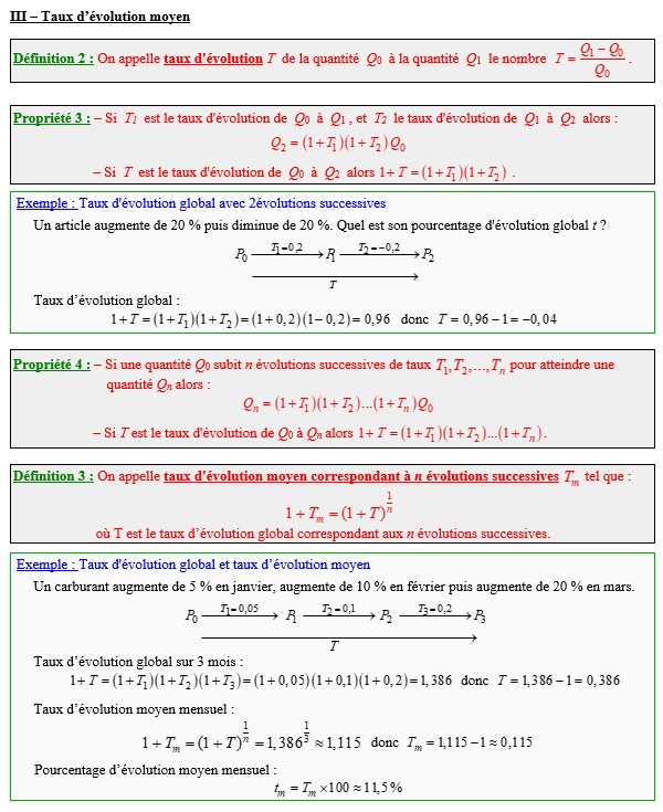 Option maths première - Taux d'évolution moyen