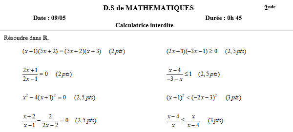 09/05 - équations et inéquations produits et quotients