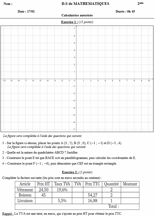 géométrie analytique et pourcentages