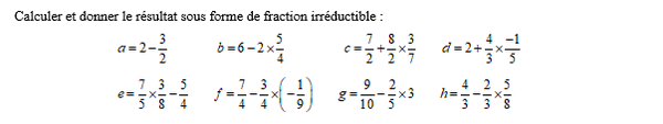 exercice sur les fractions