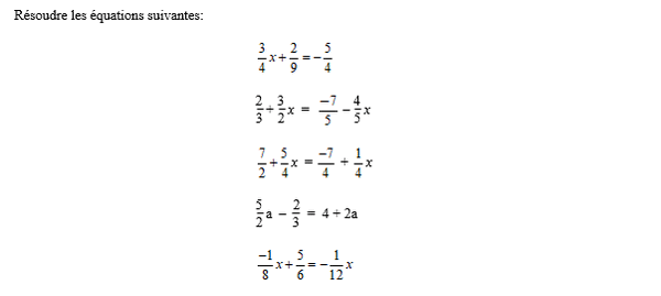 exercice sur Equations avec des fractions