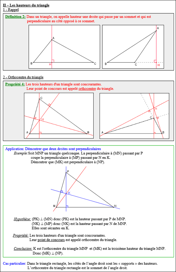 Maths quatrième - Hauteurs du triangle et orthocentre