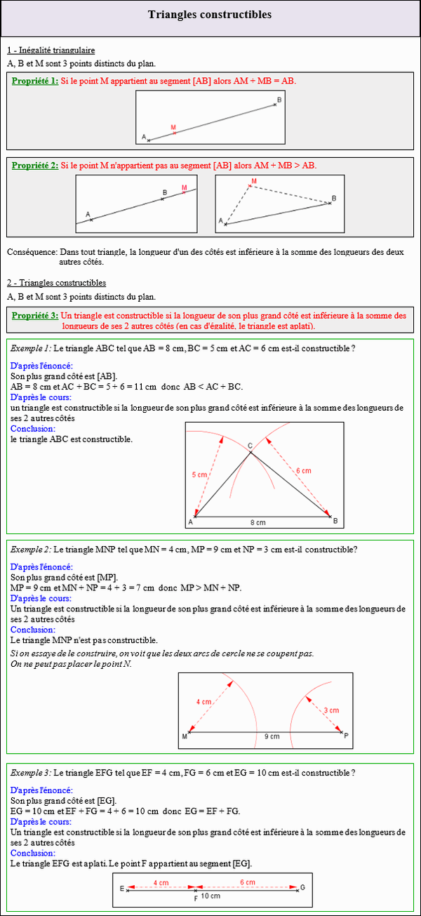 Maths cinquième - Triangles constructibles