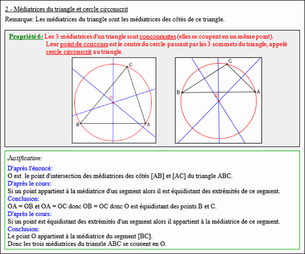 Maths cinquième - Cercle circonscrit au triangle
