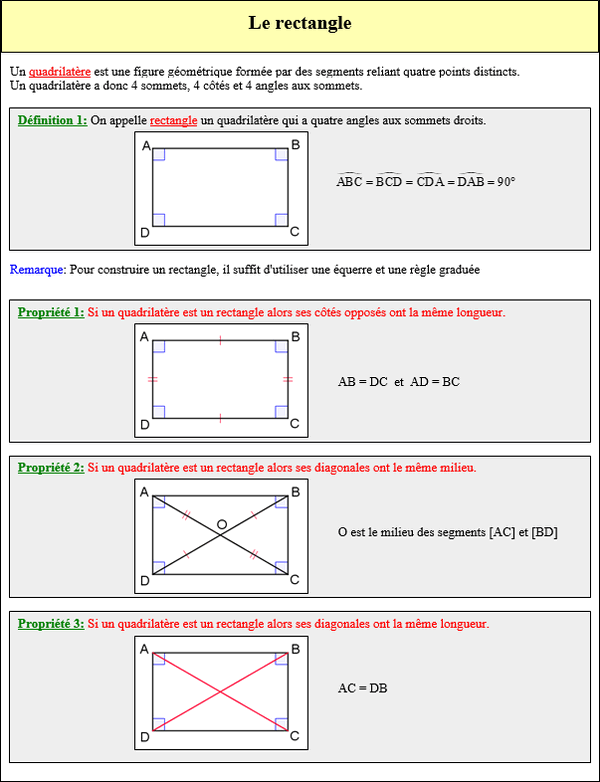 Maths sixième - Le rectangle